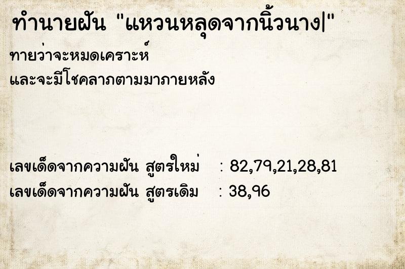 ทำนายฝันทำนายฝันแหวนหลุดจากนิ้วนาง|